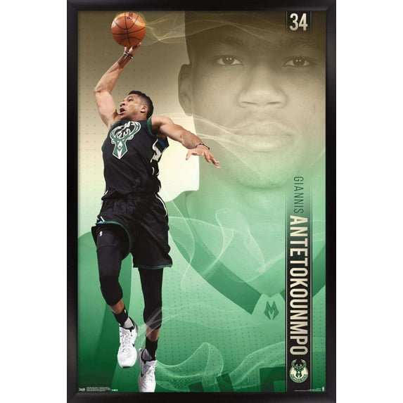 NBA Milwaukee Bucks - Giannis Antetokounmpo 17 Wall Poster, 14.725" x 22.375", Framed