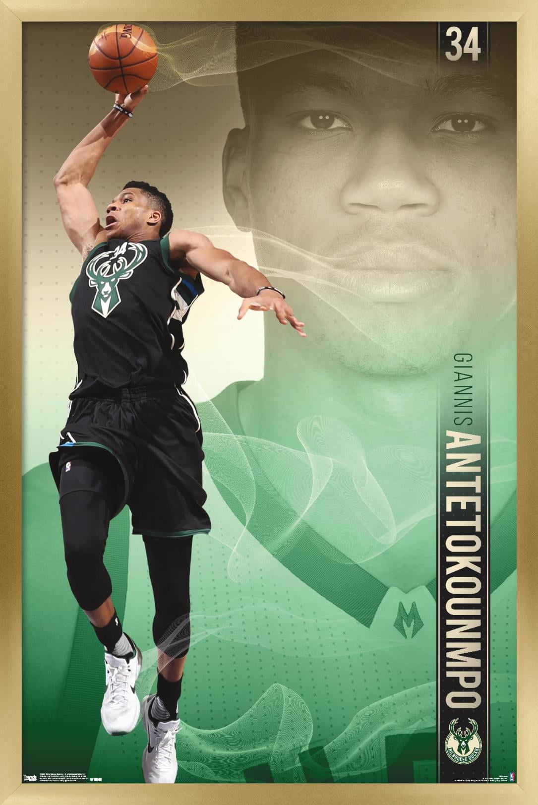 NBA Milwaukee Bucks - Giannis Antetokounmpo 17 Wall Poster, 14.725" x 22.375", Framed