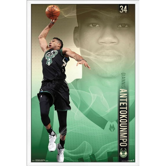 NBA Milwaukee Bucks - Giannis Antetokounmpo 17 Wall Poster, 22.375" x 34", Framed