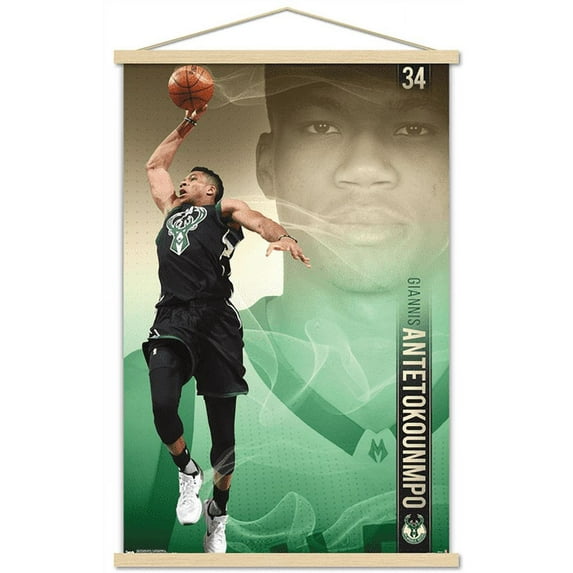 NBA Milwaukee Bucks - Giannis Antetokounmpo 17 Wall Poster with Wooden Magnetic Frame, 22.375" x 34"