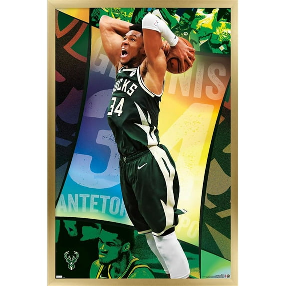 NBA Milwaukee Bucks - Giannis Antetokounmpo 21 Wall Poster, 14.725" x 22.375", Framed