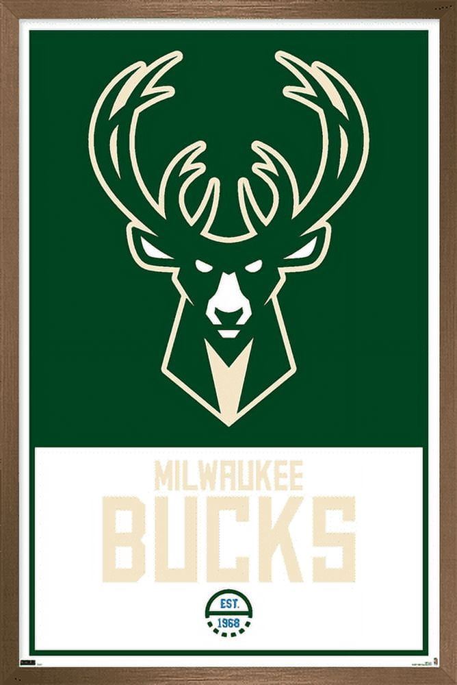 NBA Milwaukee Bucks - Logo 21 Wall Poster, 14.725" x 22.375", Framed