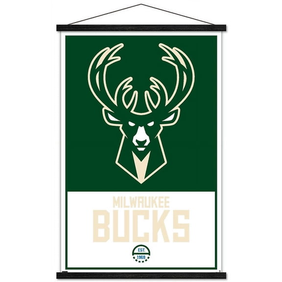 NBA Milwaukee Bucks - Logo 21 Wall Poster with Magnetic Frame, 22.375" x 34"