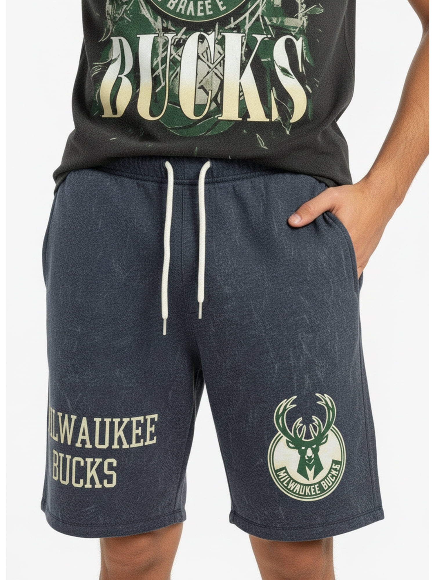 NBA Milwaukee Bucks Men's & Men's Big and Tall Mineral Wash Graphic Shorts, Sizes XS–5XB