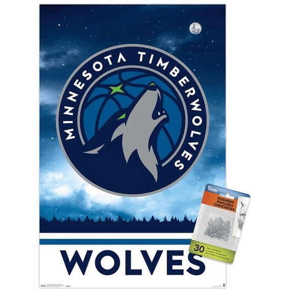 NBA Minnesota Timberwolves - Logo 18 Wall Poster with Push Pins, 14.725" x 22.375"