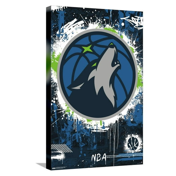 NBA Minnesota Timberwolves - Maximalist Logo 23 Canvas Wall Poster, 14.725" x 22.375"
