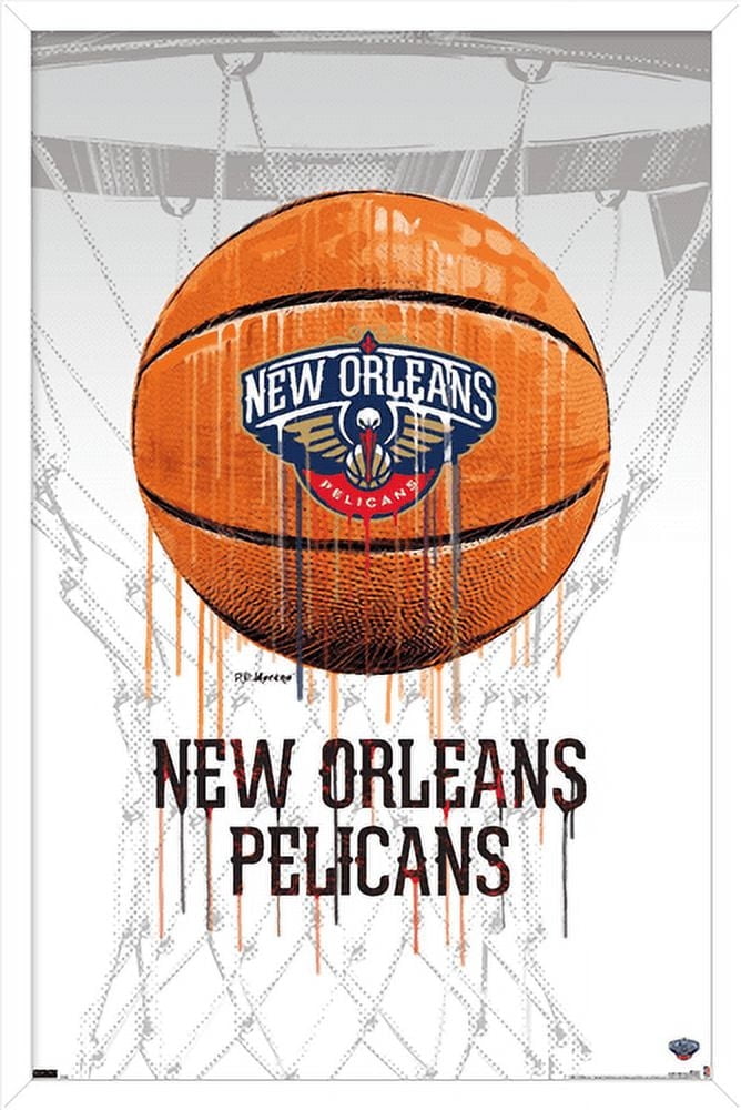 NBA New Orleans Pelicans - Drip Basketball 21 Wall Poster, 14.725" x 22.375", Framed
