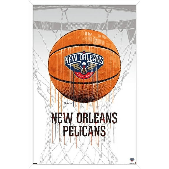 NBA New Orleans Pelicans - Drip Basketball 21 Wall Poster, 22.375" x 34", Framed