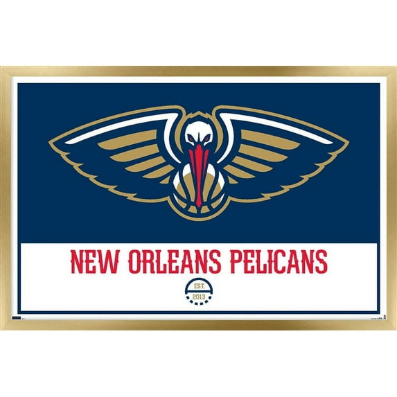 NBA New Orleans Pelicans - Logo 21 Wall Poster, 14.725" x 22.375", Framed