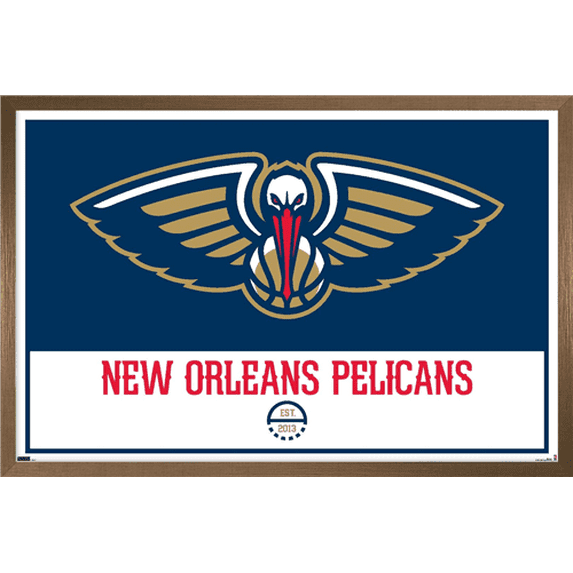 NBA New Orleans Pelicans - Logo 21 Wall Poster, 14.725" x 22.375", Framed