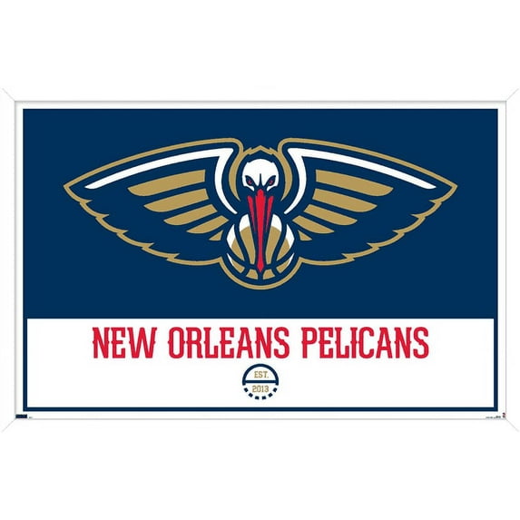 NBA New Orleans Pelicans - Logo 21 Wall Poster, 22.375" x 34", Framed