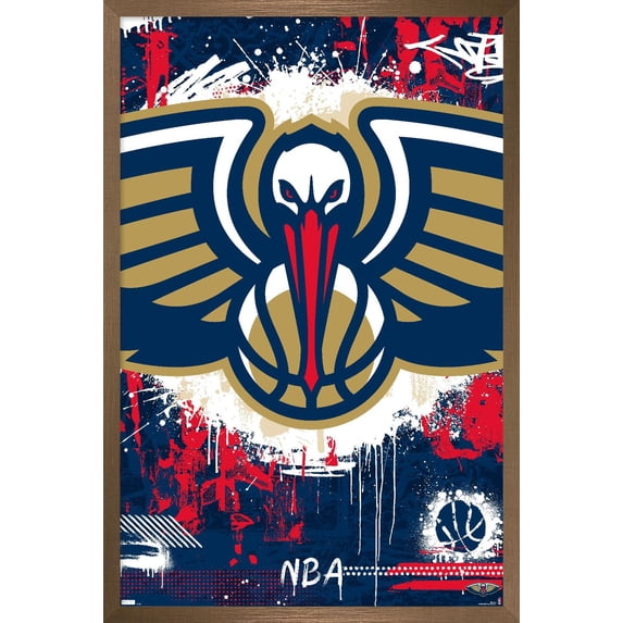 NBA New Orleans Pelicans - Maximalist Logo 23 Wall Poster, 14.725" x 22.375" Framed