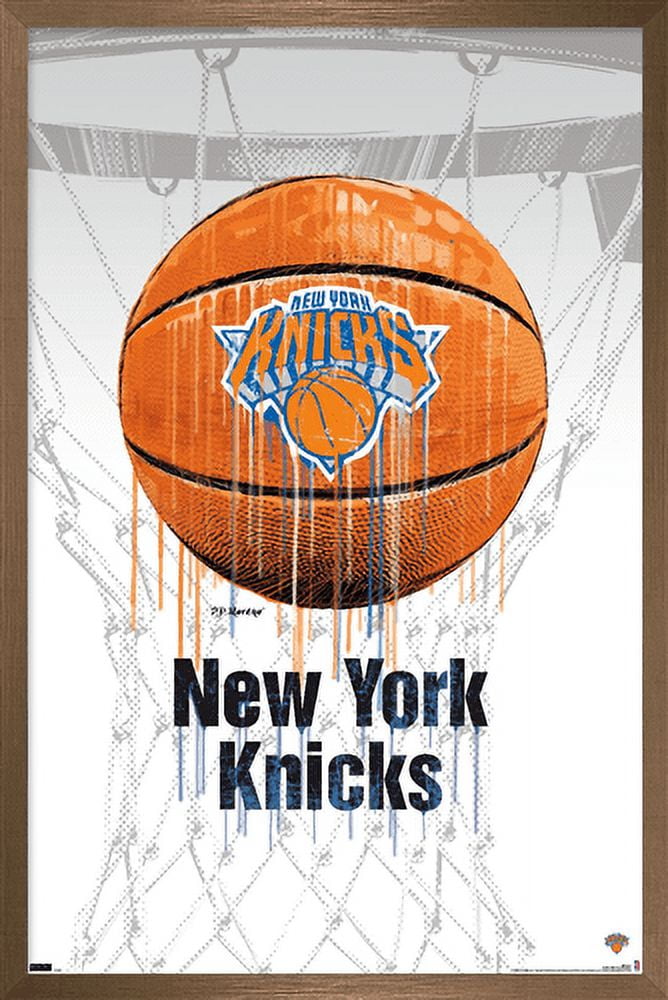 NBA New York Knicks - Drip Basketball 21 Wall Poster, 14.725" x 22.375", Framed
