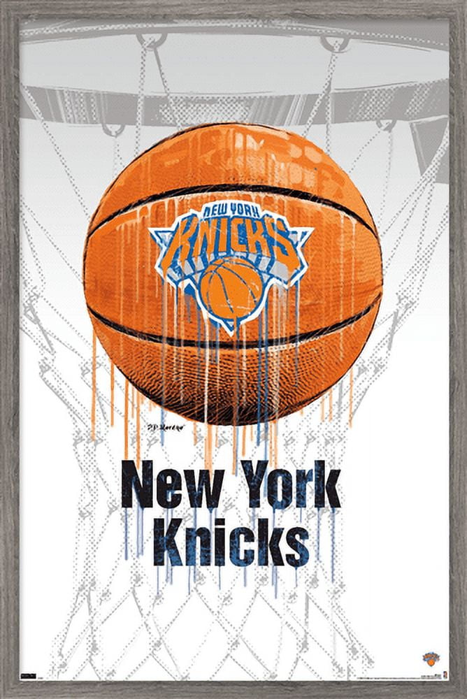 NBA New York Knicks - Drip Basketball 21 Wall Poster, 14.725" x 22.375", Framed