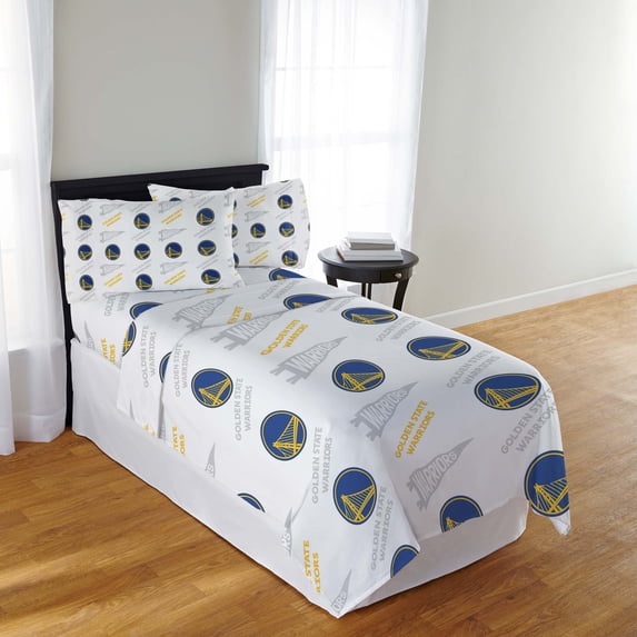 NBA Officially Licensed Golden State Warriors Microfiber Bed Sheet Set - Full