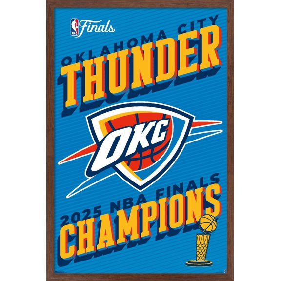 NBA Oklahoma City Thunder - 2025 NBA Finals Team Logo Wall Poster, 22.375" x 34" Framed