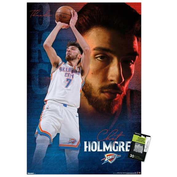 NBA Oklahoma City Thunder - Chet Holmgren 25 Wall Poster with Push Pins, 22.375" x 34"