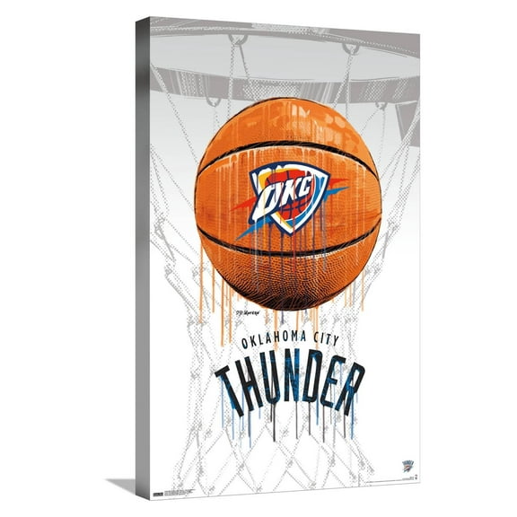 NBA Oklahoma City Thunder - Drip Basketball 21 Canvas Wall Poster, 14.725" x 22.375"