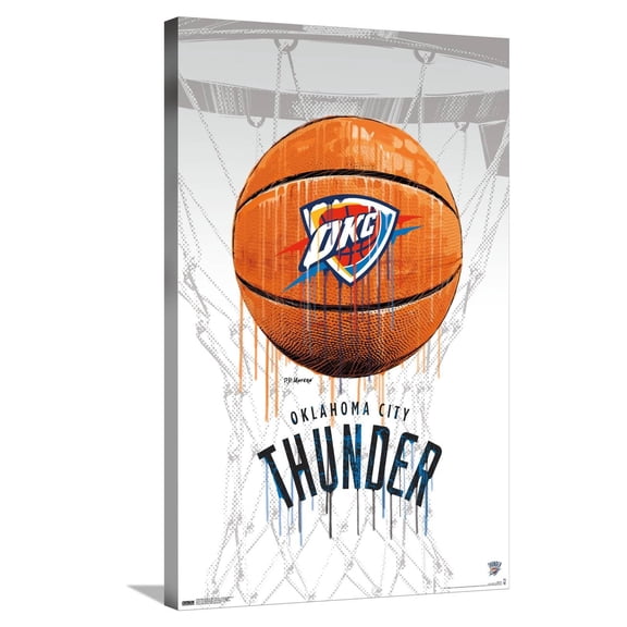 NBA Oklahoma City Thunder - Drip Basketball 21 Canvas Wall Poster, 22.375" x 34"