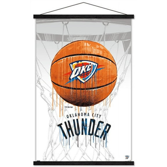 NBA Oklahoma City Thunder - Drip Basketball 21 Wall Poster with Wooden Magnetic Frame, 22.375" x 34"