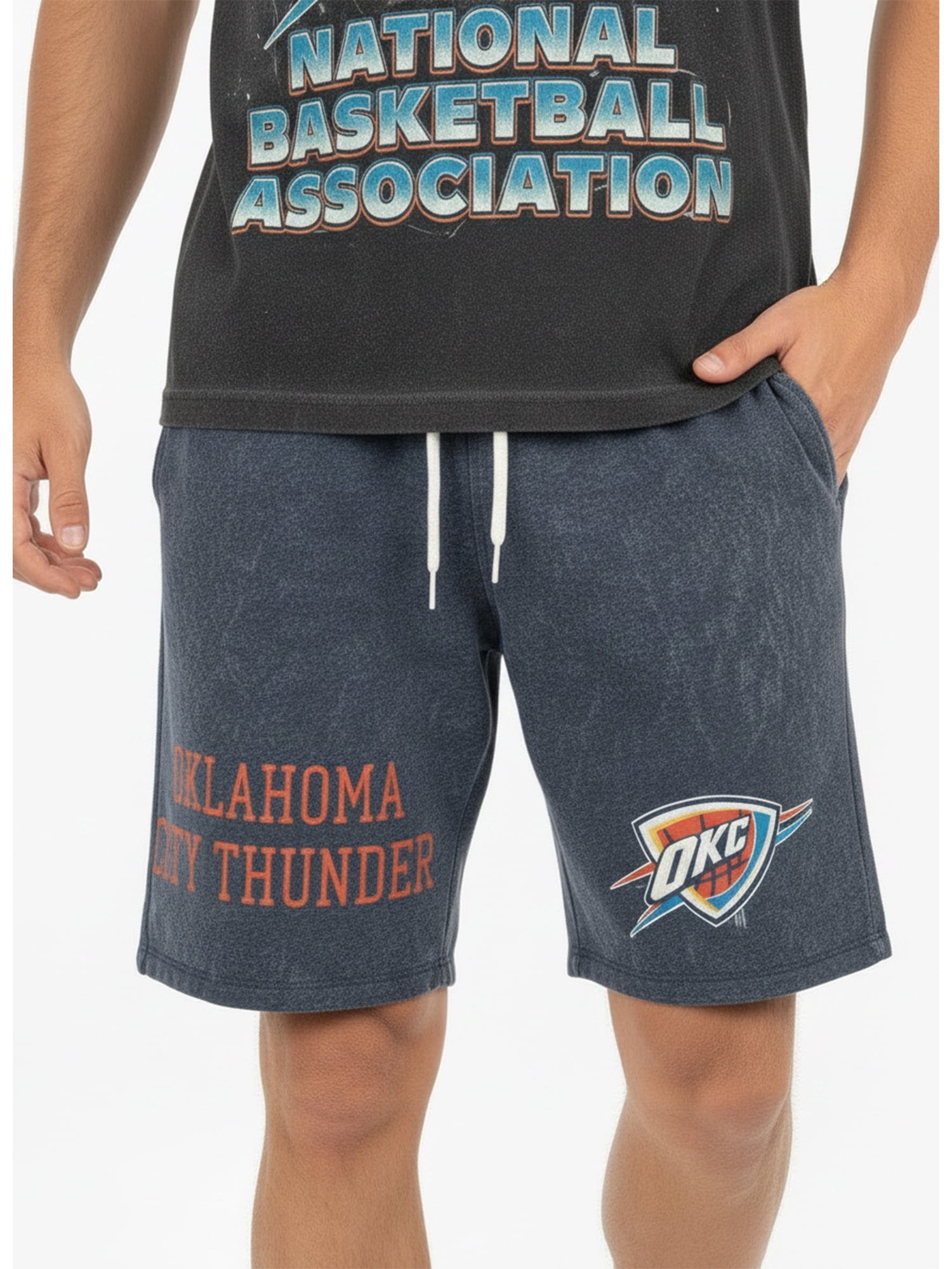 NBA Oklahoma City Thunder Men's & Men's Big and Tall Mineral Wash Graphic Shorts, Sizes XS–5XB