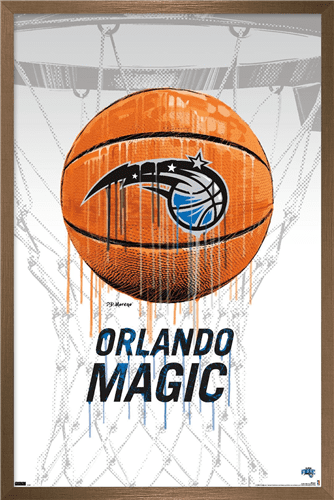 NBA Orlando Magic - Drip Basketball 21 Wall Poster, 22.375" x 34", Framed