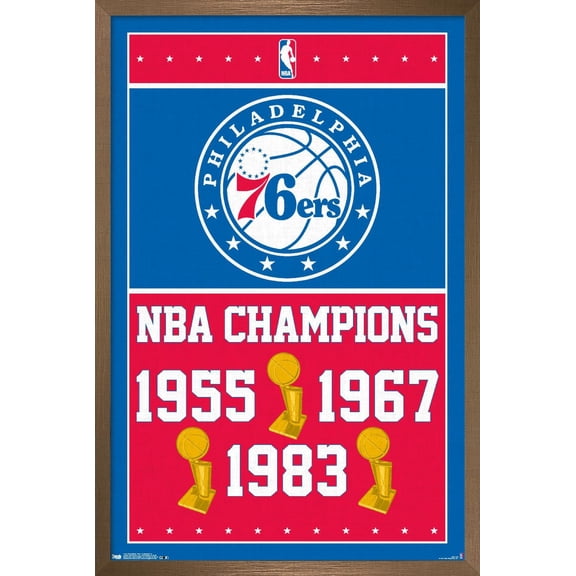 NBA Philadelphia 76ers - Champions 15 Wall Poster, 14.725" x 22.375", Framed