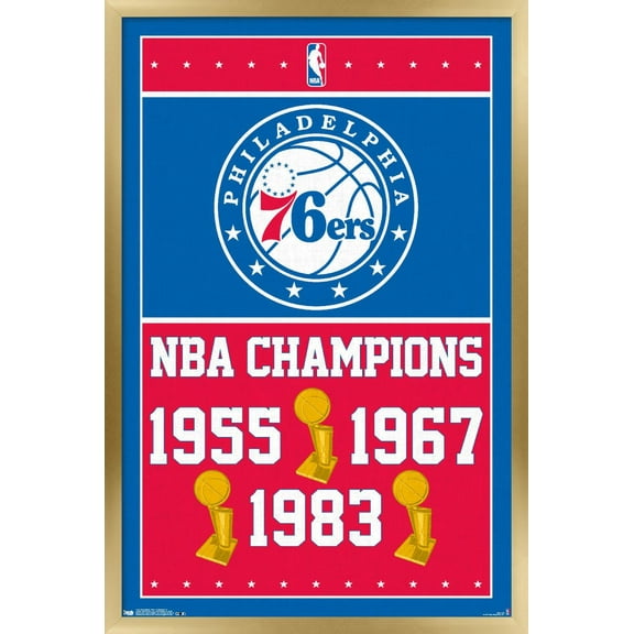 NBA Philadelphia 76ers - Champions 15 Wall Poster, 14.725" x 22.375", Framed