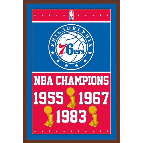 NBA Philadelphia 76ers - Champions 15 Wall Poster, 22.375" x 34", Framed
