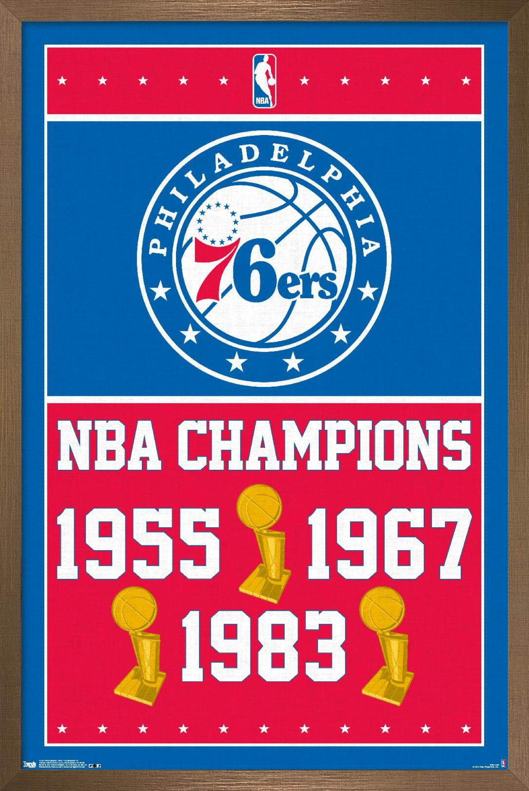 NBA Philadelphia 76ers - Champions 15 Wall Poster, 22.375" x 34", Framed