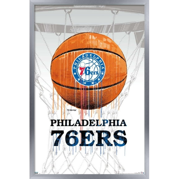 NBA Philadelphia 76ers - Drip Ball Wall Poster, 22.375" x 34", Framed