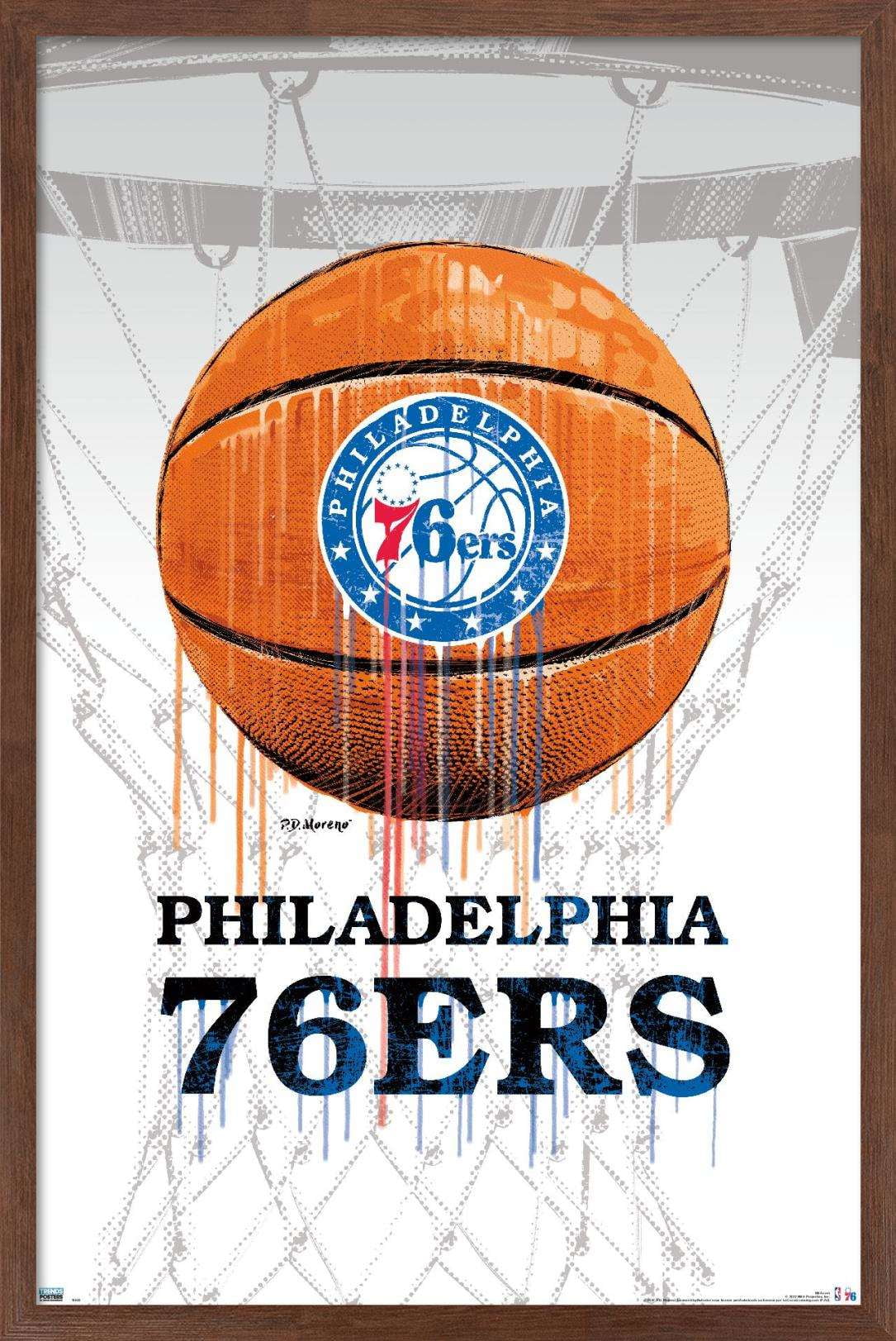 NBA Philadelphia 76ers - Drip Ball Wall Poster, 22.375" x 34", Framed