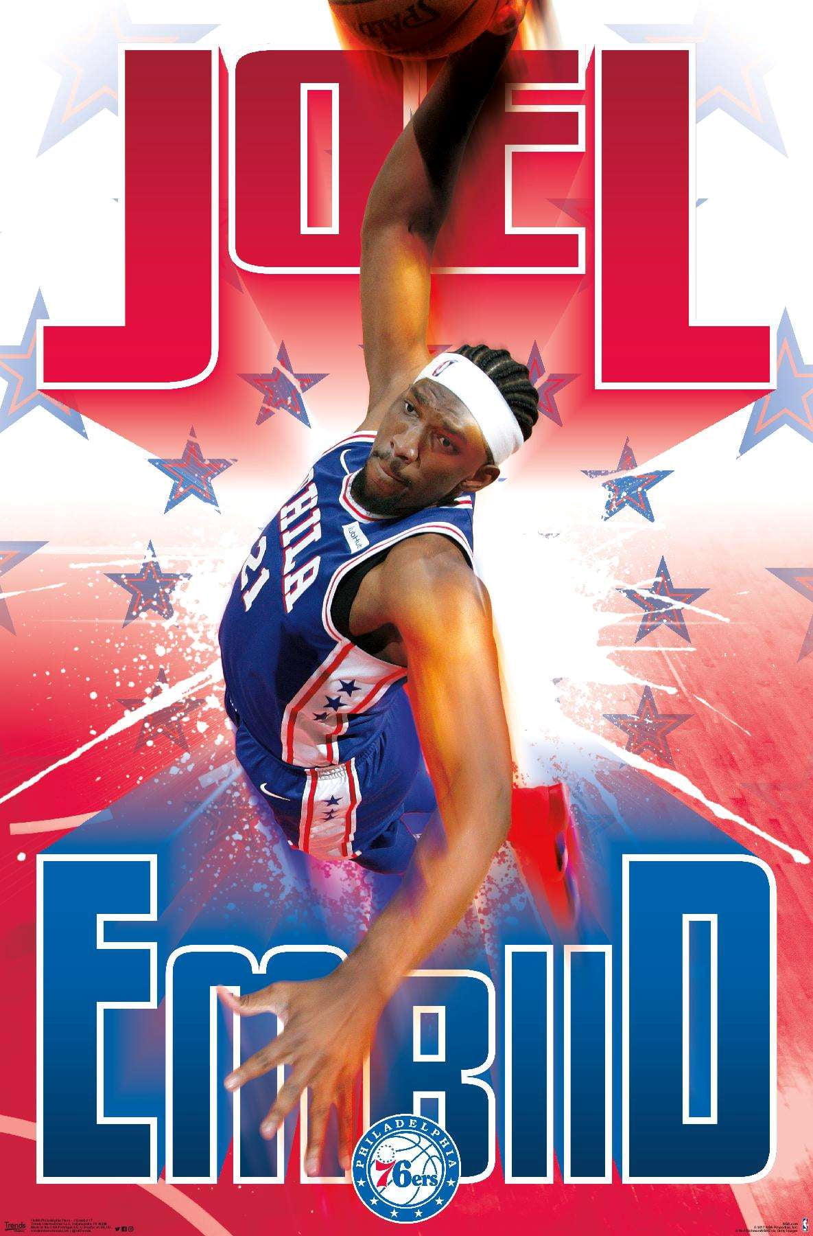 NBA Philadelphia 76ers - Joel EmbIId 17 Wall Poster, 14.725" x 22.375"