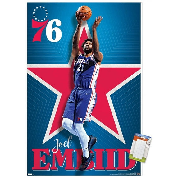 NBA Philadelphia 76ers - Joel Embiid 20 Wall Poster, 14.725" x 22.375"