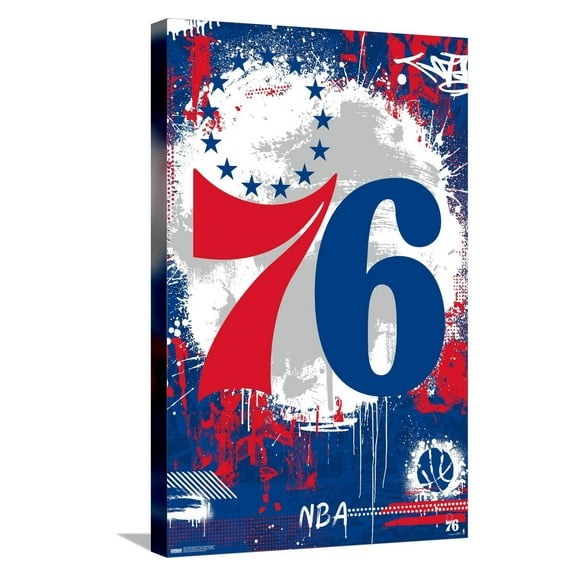 NBA Philadelphia 76ers - Maximalist Logo 23 Canvas Wall Poster, 14.725" x 22.375"