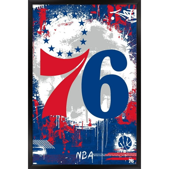 NBA Philadelphia 76ers - Maximalist Logo 23 Wall Poster, 14.725" x 22.375" Framed
