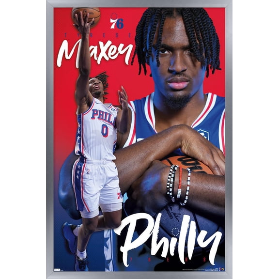 NBA Philadelphia 76ers - Tyrese Maxey 24 Wall Poster, 14.725" x 22.375" Framed
