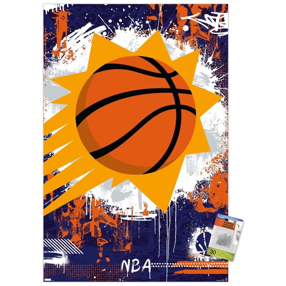 NBA Phoenix Suns - Maximalist Logo 23 Wall Poster with Push Pins, 22.375" x 34"
