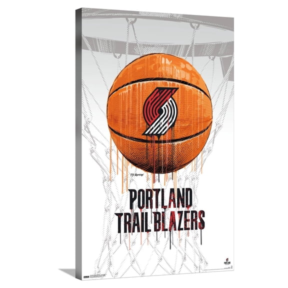 NBA Portland Trail Blazers - Drip Basketball 21 Canvas Wall Poster, 22.375" x 34"