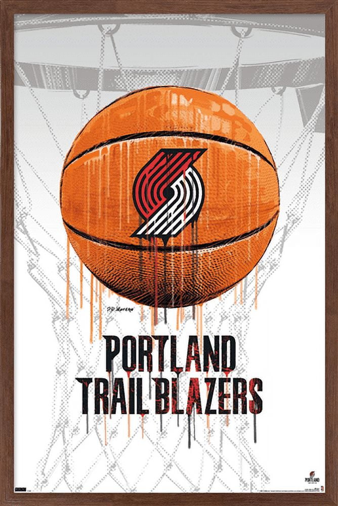 NBA Portland Trail Blazers - Drip Basketball 21 Wall Poster, 14.725" x 22.375", Framed