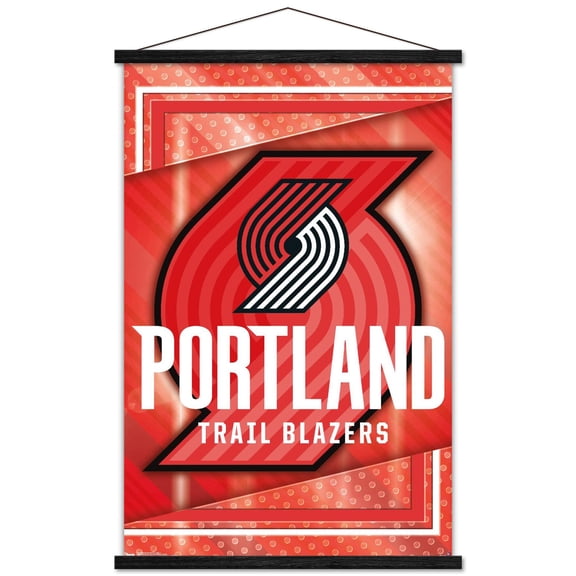 NBA Portland Trail Blazers - Logo 17 Wall Poster with Wooden Magnetic Frame, 22.375" x 34"