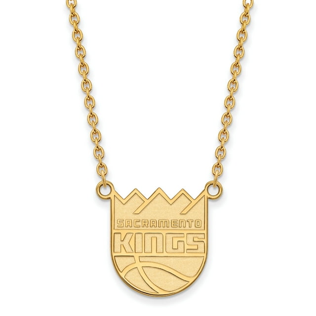 NBA Sacramento Kings 10kt Yellow Gold Large Pendant with Necklace