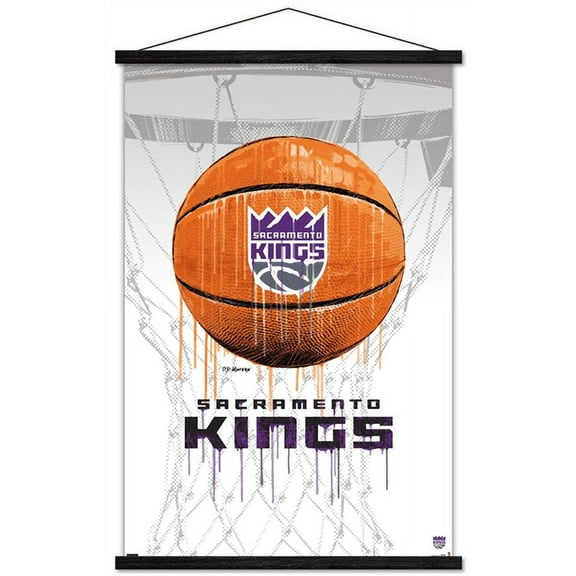 NBA Sacramento Kings - Drip Basketball 21 Wall Poster with Wooden Magnetic Frame, 22.375" x 34"