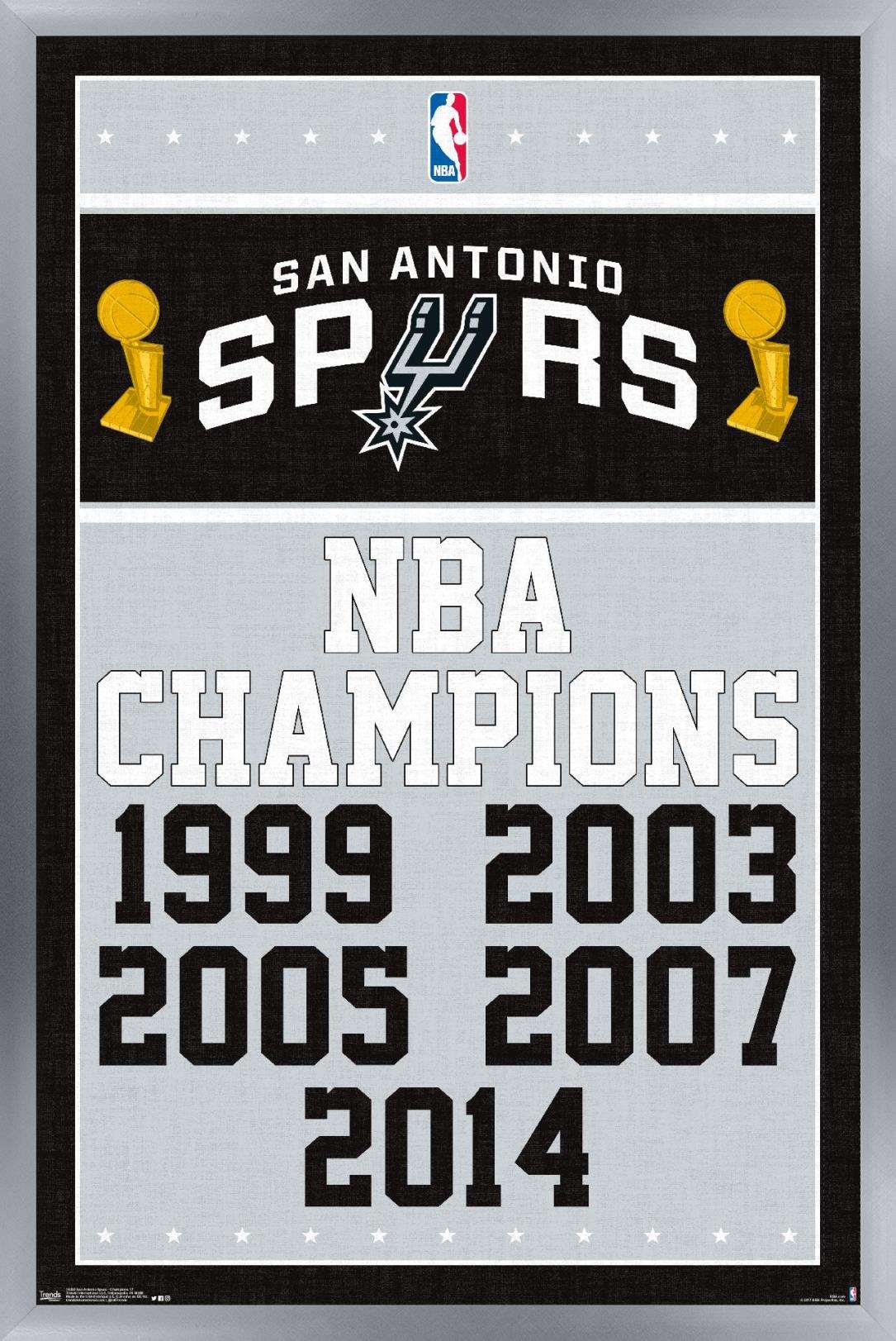 NBA San Antonio Spurs - Champions 17 Wall Poster, 14.725" x 22.375", Framed