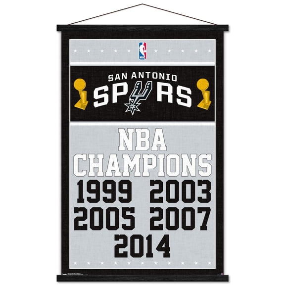 NBA San Antonio Spurs - Champions 17 Wall Poster with Wooden Magnetic Frame, 22.375" x 34"