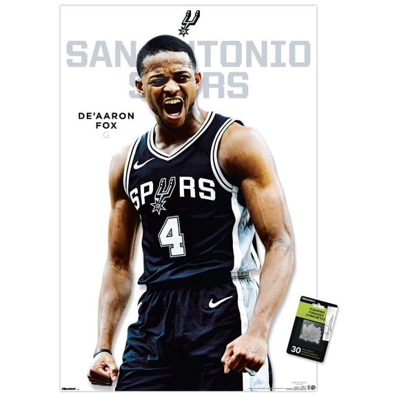 NBA San Antonio Spurs - De'Aaron Fox Feature Series 25 Wall Poster with Push Pins, 22.375" x 34"