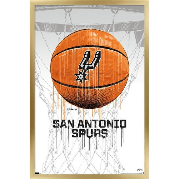 NBA San Antonio Spurs - Drip Basketball 21 Wall Poster, 22.375" x 34", Framed