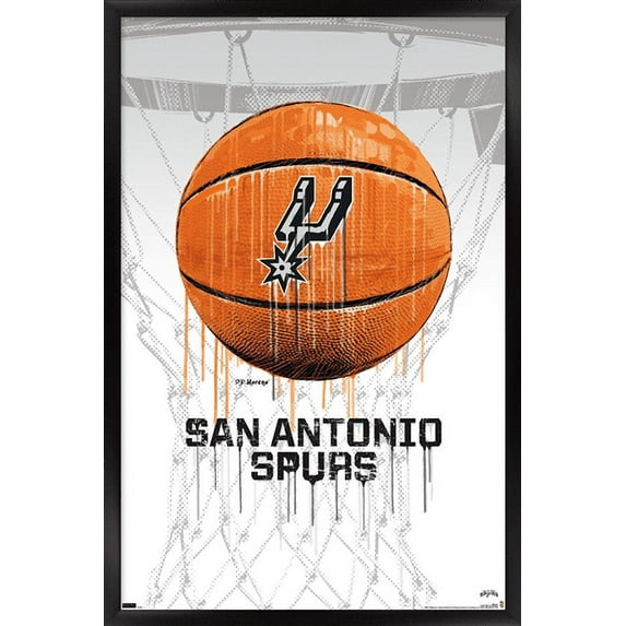 NBA San Antonio Spurs - Drip Basketball 21 Wall Poster, 22.375" x 34", Framed