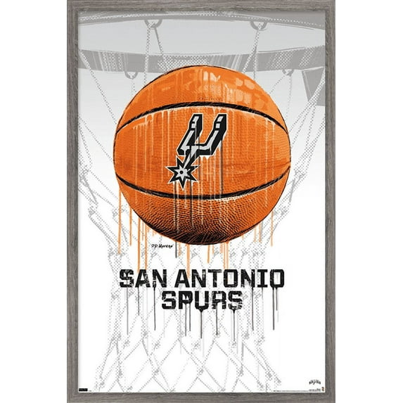 NBA San Antonio Spurs - Drip Basketball 21 Wall Poster, 22.375" x 34", Framed