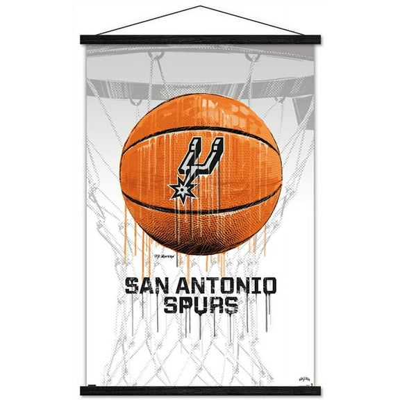 NBA San Antonio Spurs - Drip Basketball 21 Wall Poster with Wooden Magnetic Frame, 22.375" x 34"